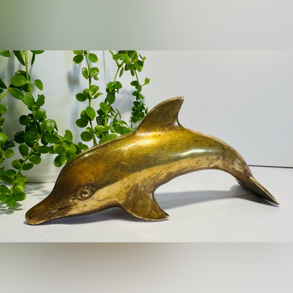 Vintage Brass Dolphin Sculpture 6”